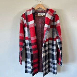 Anthropologie Field Flower Red Check Cardigan